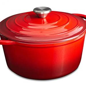 Cast Iron Dutch Oven (Red, 5qt)