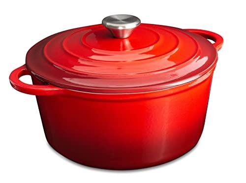Cast Iron Dutch Oven (Red, 5qt)